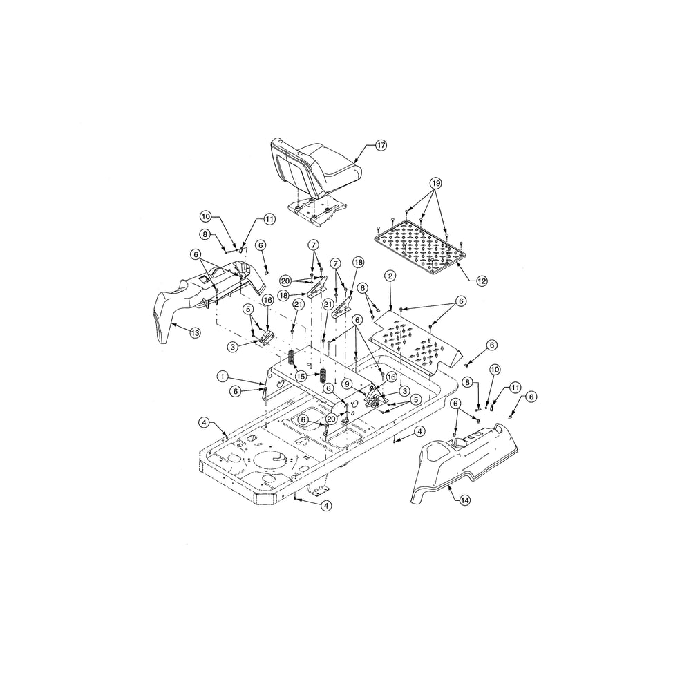 Operator's Platform Diagram and Parts List for 17AI2ACP756  Cub Cadet Lawn Tractor
